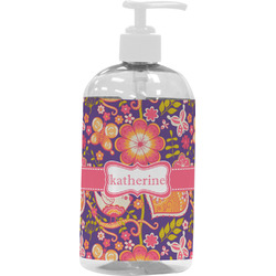 Birds & Hearts Plastic Soap / Lotion Dispenser (16 oz - Large - White) (Personalized)