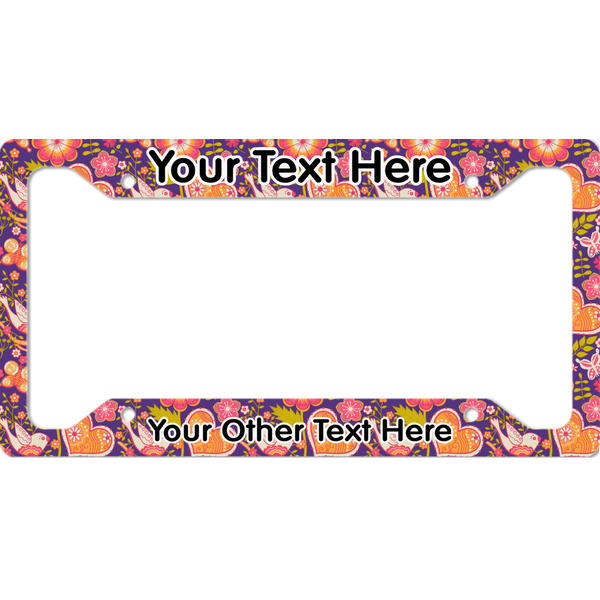 Custom Birds & Hearts License Plate Frame - Style A (Personalized)