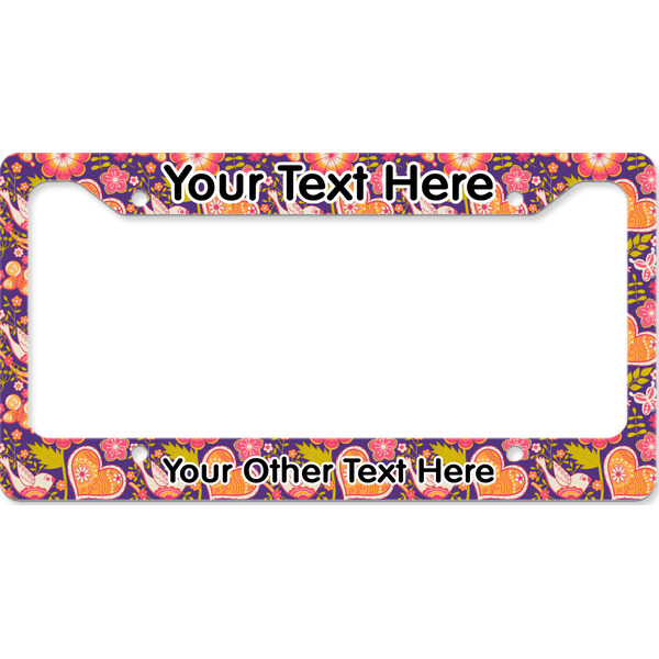 Custom Birds & Hearts License Plate Frame - Style B (Personalized)
