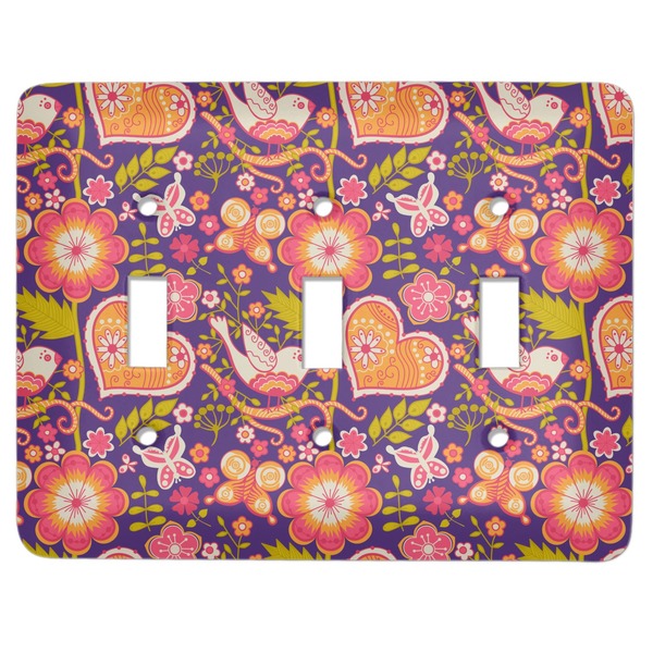 Custom Birds & Hearts Light Switch Cover (3 Toggle Plate)