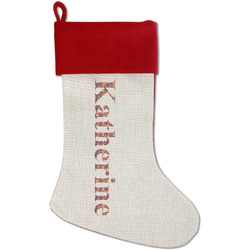 Birds & Hearts Red Linen Stocking (Personalized)