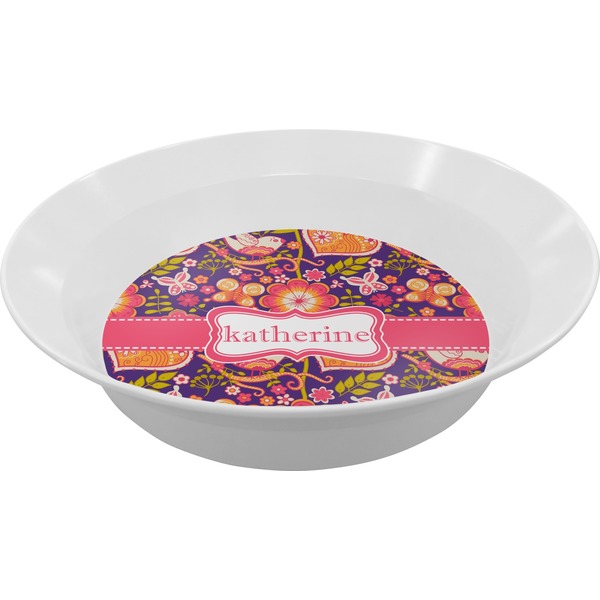 Custom Birds & Hearts Melamine Bowl - 12 oz (Personalized)
