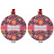 Birds & Hearts Metal Ball Ornament - Front and Back