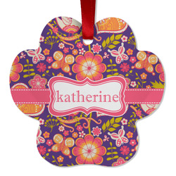 Birds & Hearts Metal Paw Ornament - Double Sided w/ Name or Text