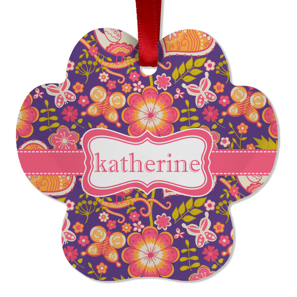 Birds & Hearts Metal Paw Ornament - Front