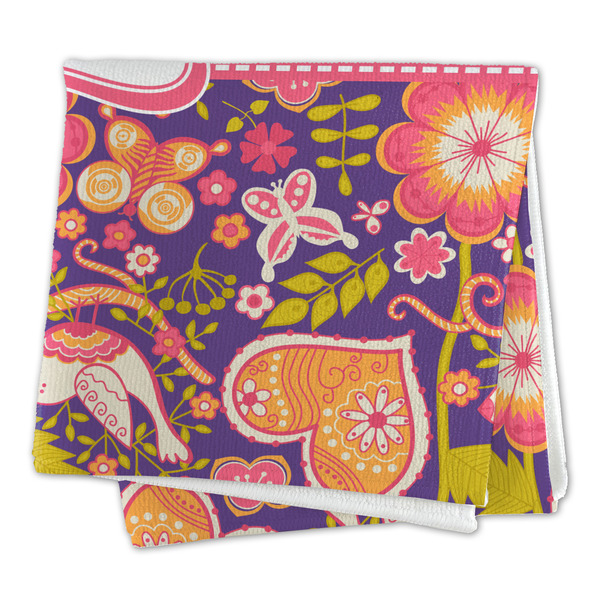 Birds & Hearts Microfiber Dish Rag - FOLDED (square)