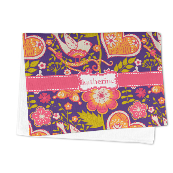 Birds & Hearts Microfiber Dish Towel - FOLDED HALF