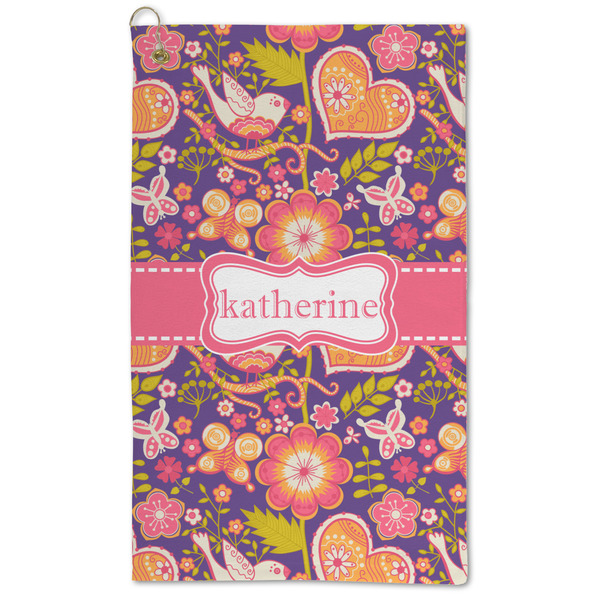 Custom Birds & Hearts Microfiber Golf Towel - Large (Personalized)