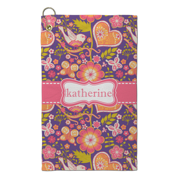 Custom Birds & Hearts Microfiber Golf Towel - Small (Personalized)