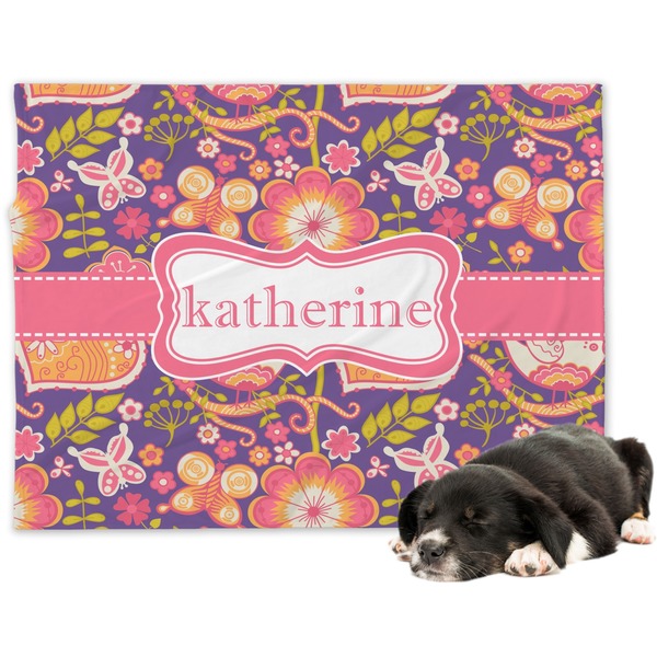 Custom Birds & Hearts Dog Blanket - Large (Personalized)