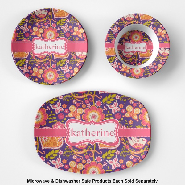 Birds & Hearts Microwave & Dishwasher Safe CP Plastic Dishware - Group