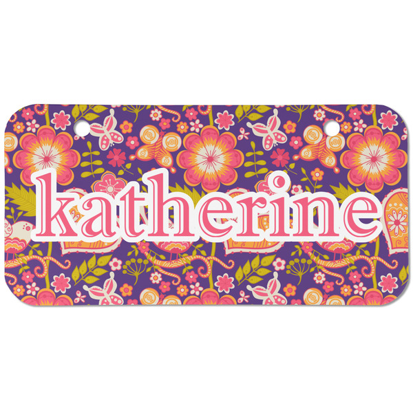 Custom Birds & Hearts Mini/Bicycle License Plate (2 Holes) (Personalized)