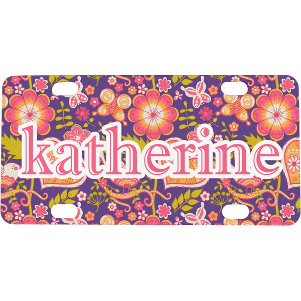 Custom Birds & Hearts Mini / Bicycle License Plate (4 Holes) (Personalized)