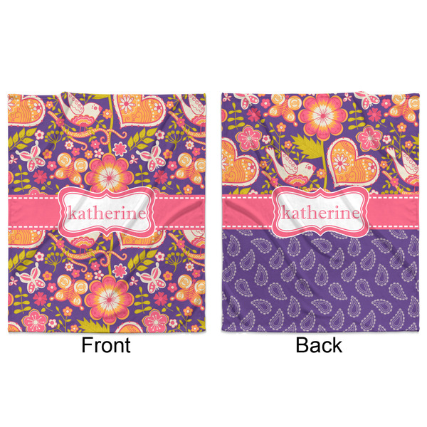 Birds & Hearts Minky Blanket - 50"x60" - Double Sided - Front & Back