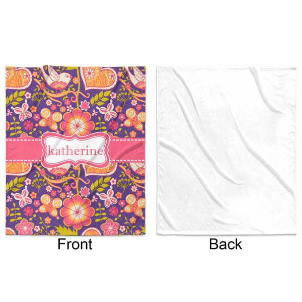 Birds & Hearts Minky Blanket - 50"x60" - Single Sided - Front & Back