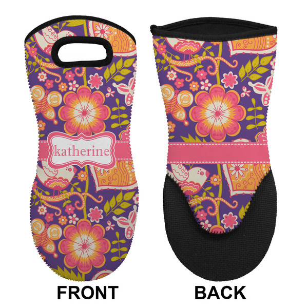 Birds & Hearts Neoprene Oven Mitt (Front & Back)