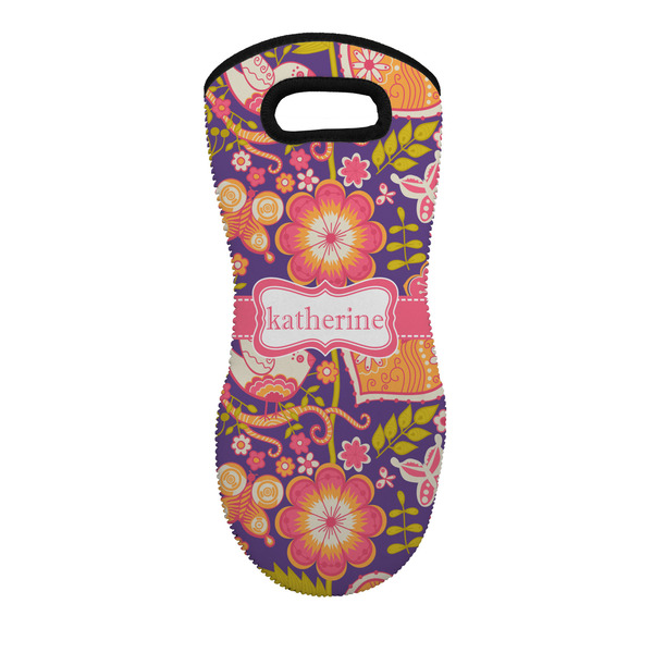 Custom Birds & Hearts Neoprene Oven Mitt w/ Name or Text