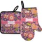 Birds & Hearts Right Oven Mitt & Pot Holder Set w/ Name or Text