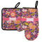 Birds & Hearts Left Oven Mitt & Pot Holder Set w/ Name or Text
