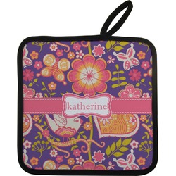 Birds & Hearts Pot Holder w/ Name or Text