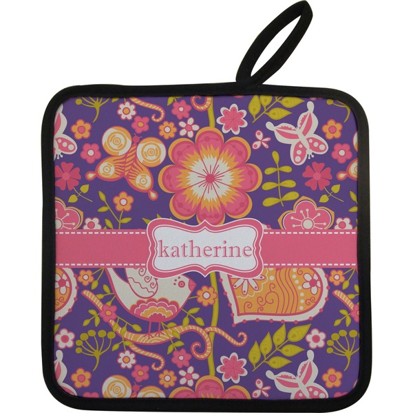 Custom Birds & Hearts Pot Holder w/ Name or Text