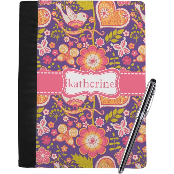 Custom Birds & Hearts Notebook Padfolio - Large w/ Name or Text