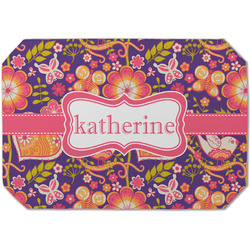 Birds & Hearts Dining Table Mat - Octagon (Single-Sided) w/ Name or Text