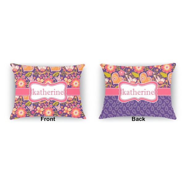 Birds & Hearts  Outdoor Rectangular Throw Pillow (Front and Back)