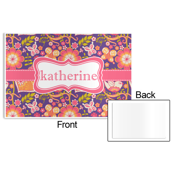 Birds & Hearts Disposable Paper Placemat - Front & Back