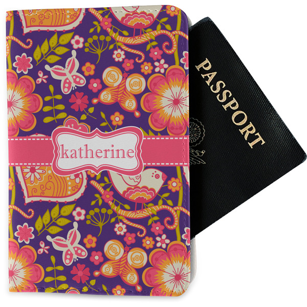 Custom Birds & Hearts Passport Holder - Fabric w/ Name or Text