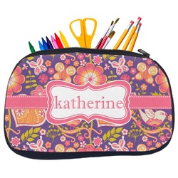 Birds & Hearts Neoprene Pencil Case - Medium w/ Name or Text