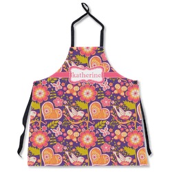 Birds & Hearts Apron Without Pockets w/ Name or Text