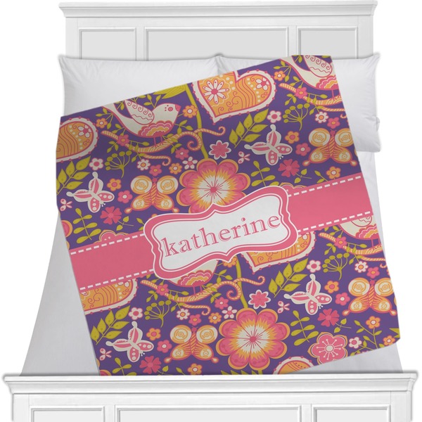 Custom Birds & Hearts Minky Blanket (Personalized)