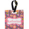 Birds & Hearts Plastic Luggage Tag - Square w/ Name or Text