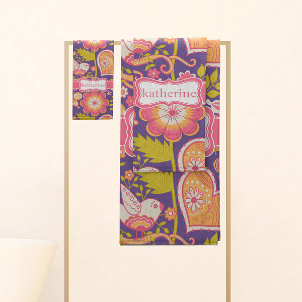 Birds & Hearts Personalized Towel Set