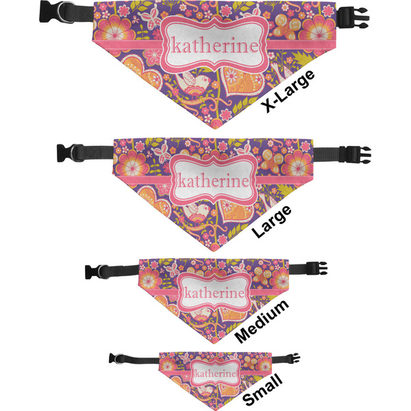 Birds & Hearts Pet Bandana Sizes