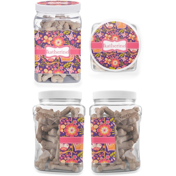 Birds & Hearts Pet Treat Jar - Multiple Angles
