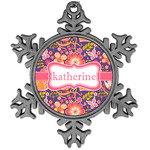 Birds & Hearts Vintage Snowflake Ornament (Personalized)