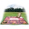 Birds & Hearts Picnic Blanket - with Basket Hat and Book - in Use