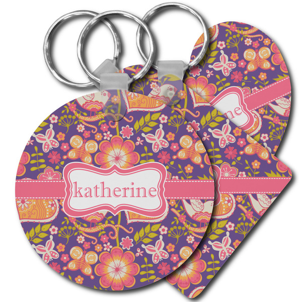 Custom Birds & Hearts Plastic Keychain (Personalized)