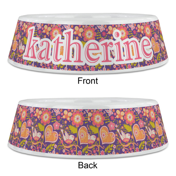 Birds & Hearts Plastic Pet Bowls - Large - APPROVAL