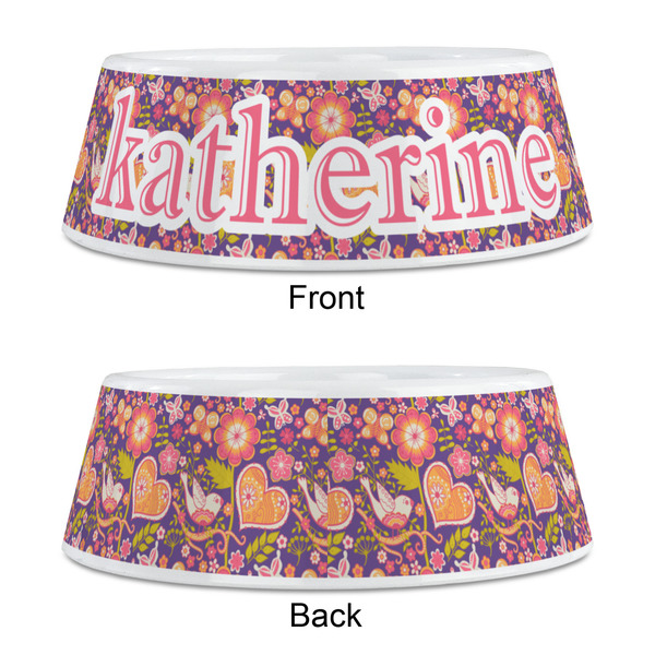 Birds & Hearts Plastic Pet Bowls - Medium - APPROVAL