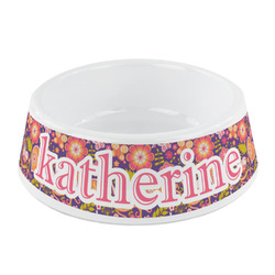 Birds & Hearts Plastic Dog Bowl - Small (Personalized)