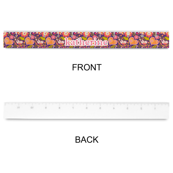Birds & Hearts Plastic Ruler - 12" - APPROVAL
