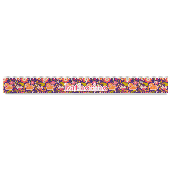 Birds & Hearts Plastic Ruler - 12" - FRONT