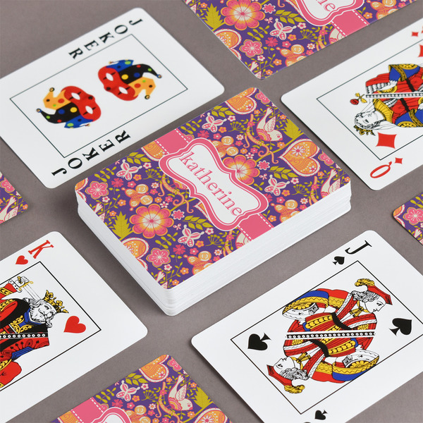 Birds & Hearts Playing Cards - Front & Back View