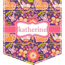 Birds & Hearts Iron On Faux Pocket (Personalized)