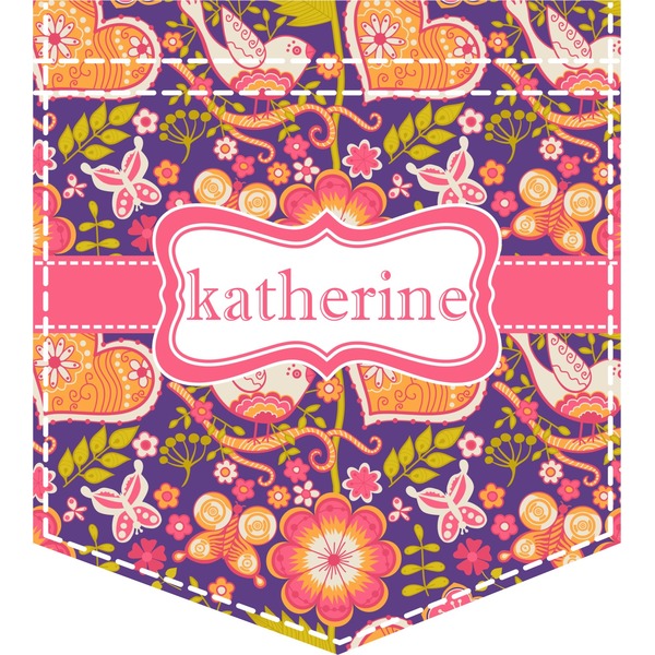 Custom Birds & Hearts Iron On Faux Pocket (Personalized)