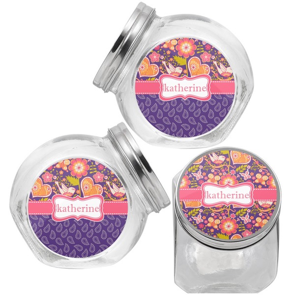 Birds & Hearts Puppy Treat Jar - Top Left Right