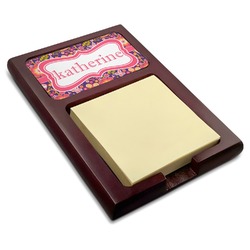 Birds & Hearts Red Mahogany Sticky Note Holder (Personalized)